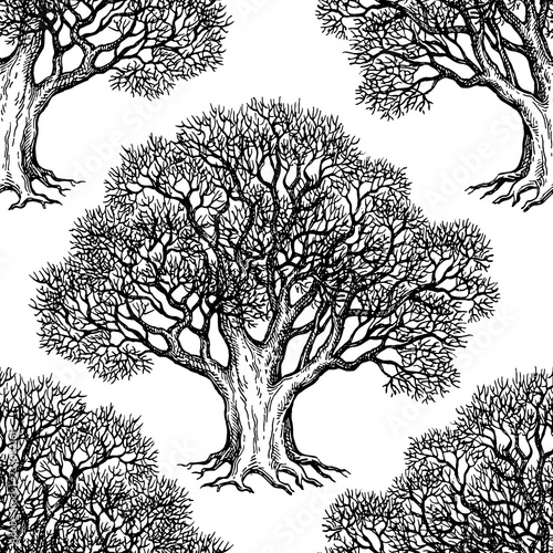Seamless pattern with oak
