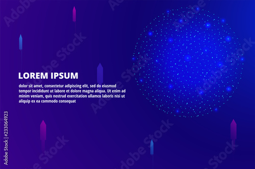 Fireworks composition Vector illustration in flat design Bright colorful fireworks is flashing on dark blue background Design template with copy space