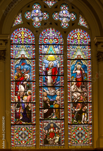  Stained glass window from St. Paul s Anglican Church  Halifax  Nova Scotia.  St. Paul   s is the oldest building in Halifax built in 1750 and the oldest existing Protestant place of worship in Canada
