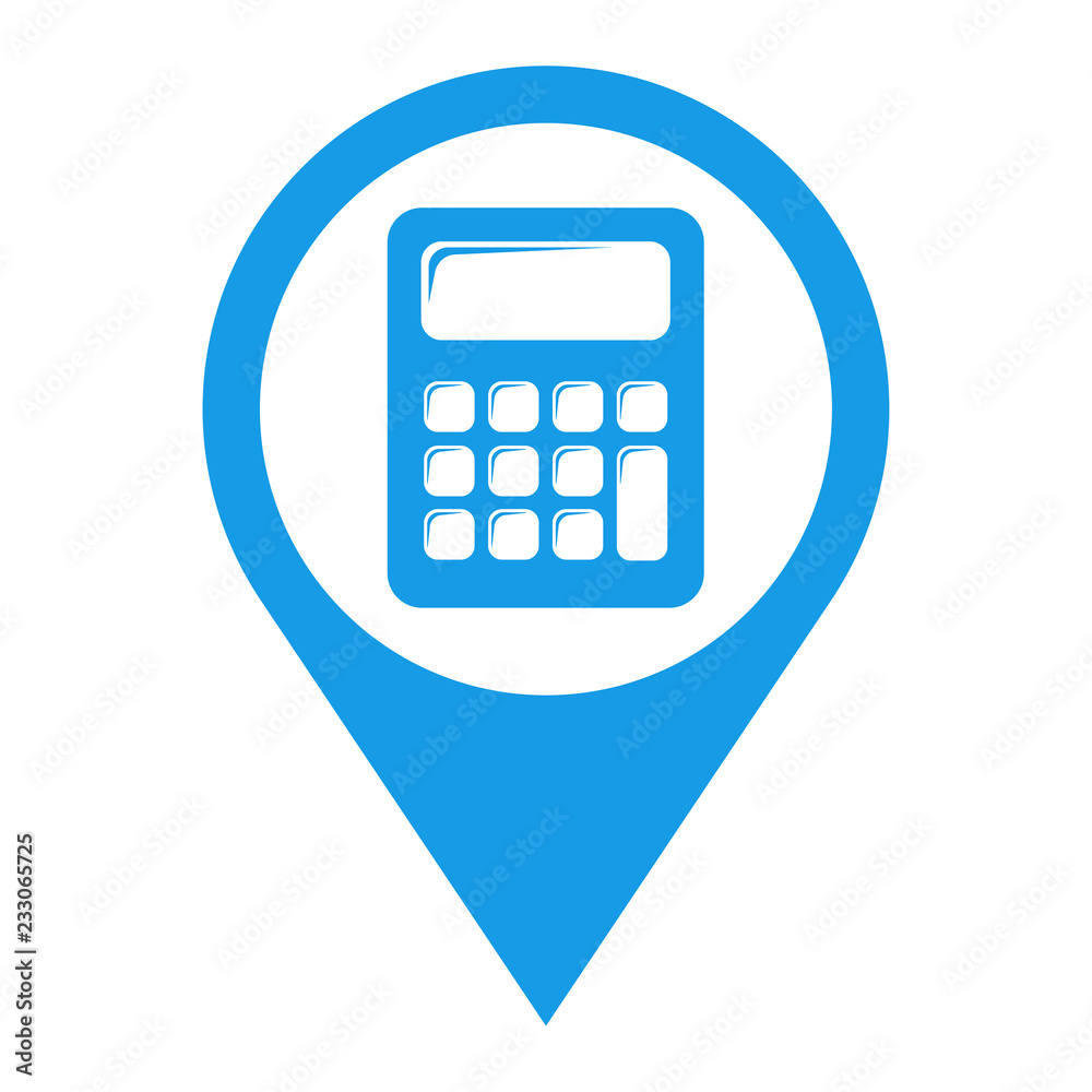 Icono plano localizacion calculadora azul Icono plano localizacion calculadora azul