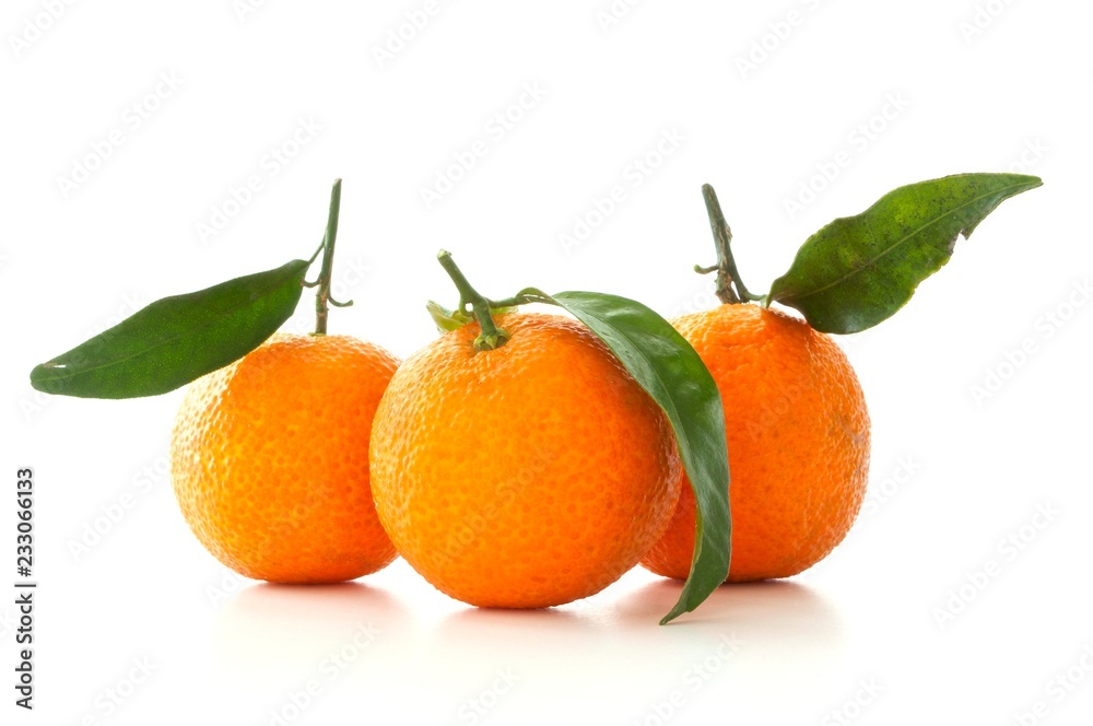 tangerines with leaves isolated on white tangerines with leaves isolated on white