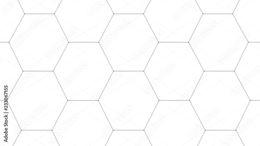 Naklejka premium Abstract white futuristic background. Background with hexagons. Connecting dots and lines on white background. 4k rendering.