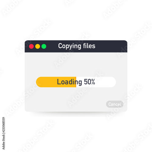 Progress bar of file copying template. Vector illustration