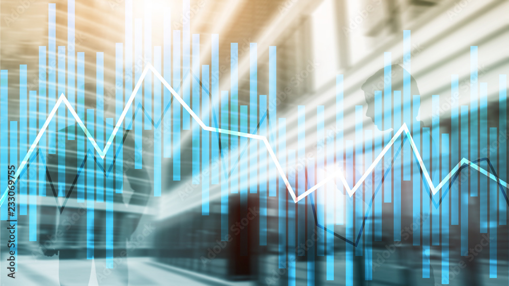 Trading and investment concept with candle chart, financial graph on blurred background abstract background. Trading and investment concept with candle chart, financial graph on blurred background abstract background.