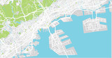 Urban vector city map of Kobe, Japan