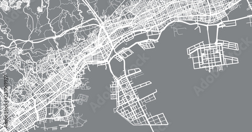 Fényképezés Urban vector city map of Kobe, Japan