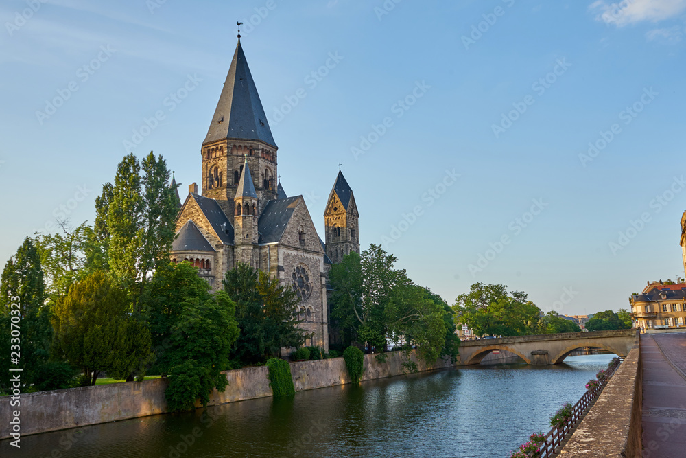 Protestant New Temple (Temple Neuf) Church Island at Metz France