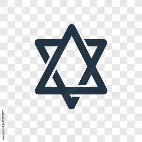 Star of David vector icon isolated on transparent background, Star of David transparency logo design
