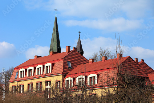 Fototapeta Naklejka Na Ścianę i Meble -  Elk, Masuria, Poland - Diocesan curia historic building in the masurian town of Elk at the Elckie lake
