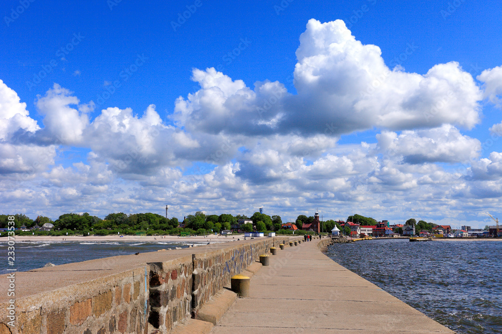 Fototapeta premium Ustka, Pomerania, Poland - Breakwater constructions at the Slupi