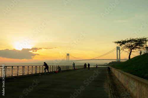 Verrazzano-Narrows Bridge at sunset in Brooklyn, New York photo