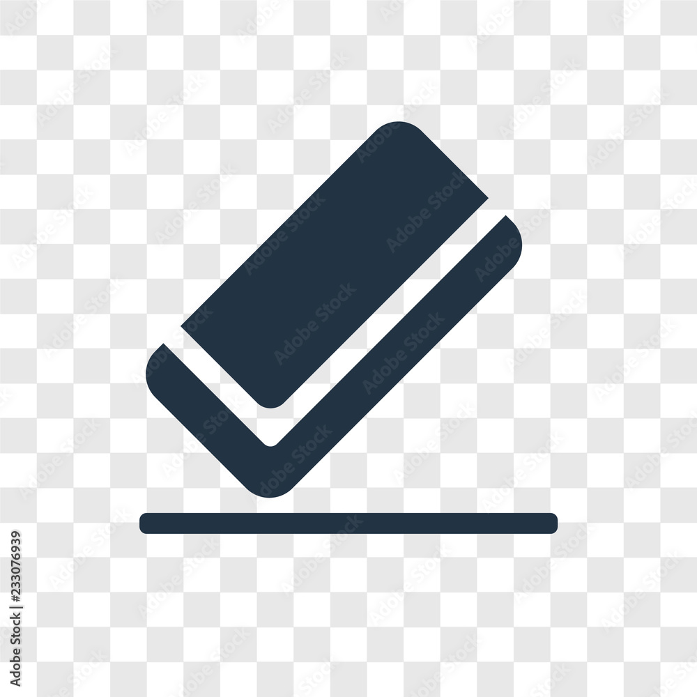 Eraser vector icon isolated on transparent background, Eraser transparency logo design Eraser vector icon isolated on transparent background, Eraser transparency logo design