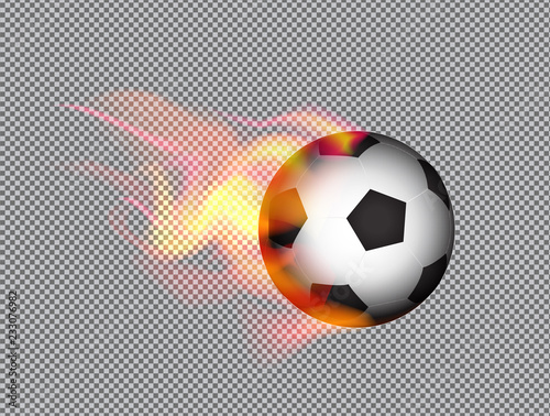 Football ball with fire. Vector illustration.
