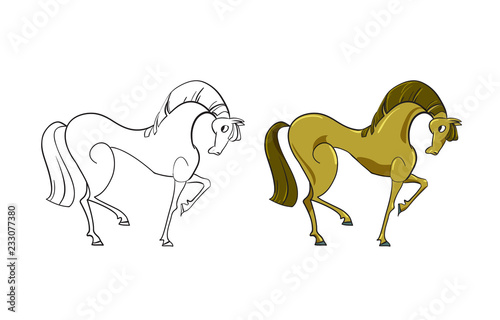 Funny cartoon style horse character isolated. Vector illustration.
