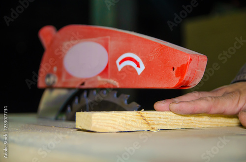 Circular saw. Carpentry. photo