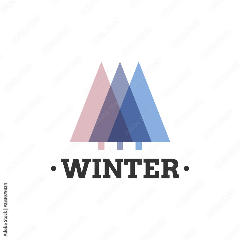 Winter logo with bright cold colors and clean forest symbol. Winter logo with bright cold colors and clean forest symbol.