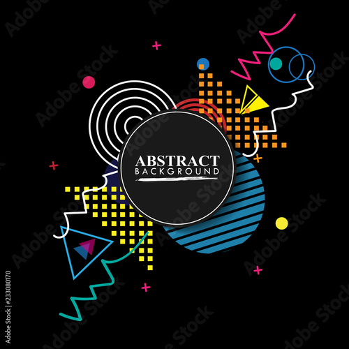 Abstract geometric background. Colorful image.Modern style abstraction with composition made of various rounded shapes in color. Vector illustration.