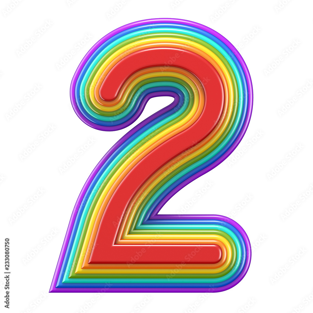 Obraz premium Concentric rainbow number 2 TWO 3D