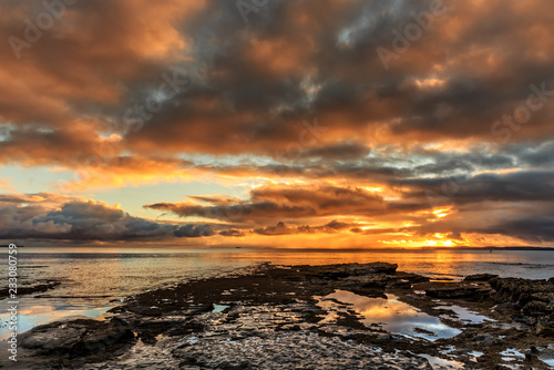 sunset over the beach