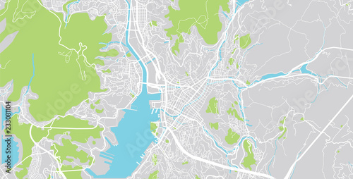 Bild auf Leinwand Urban vector city map of Nagasaki, Japan
