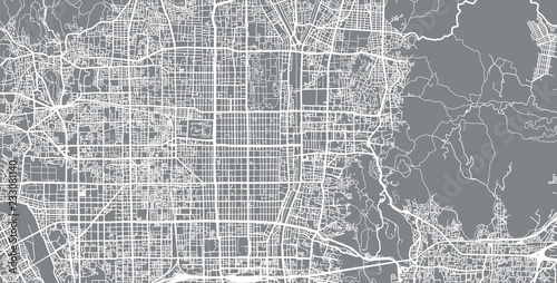 Obraz na płótnie Urban vector city map of Kyoto, Japan