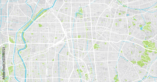 Urban vector city map of Nagoya, Japan