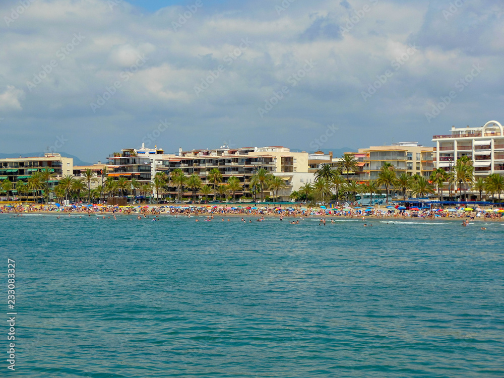 Costa Dorada scenic panoramic shots of the sea, beach and hotels