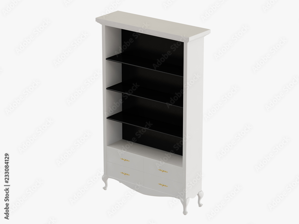 White closet with black shelves 3d rendering White closet with black shelves 3d rendering