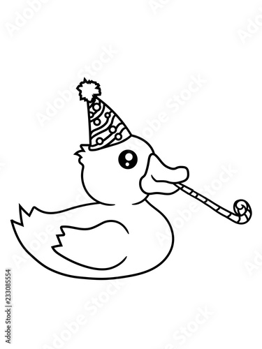 Feiern Geburtstag Party Jahre Alt Hut Quietscheente Gummiente Badeente Ente Gans Vogel Baby Kind Klein Suss Niedlich Comic Cartoon Clipart Design Stock Illustration Adobe Stock