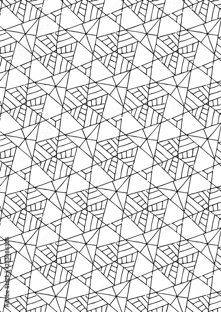 Tracé géométrique triangles motif mandala noir et blanc abstrait Tracé géométrique triangles motif mandala noir et blanc abstrait