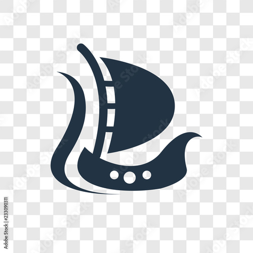 Viking ship vector icon isolated on transparent background, Viking ship transparency logo design