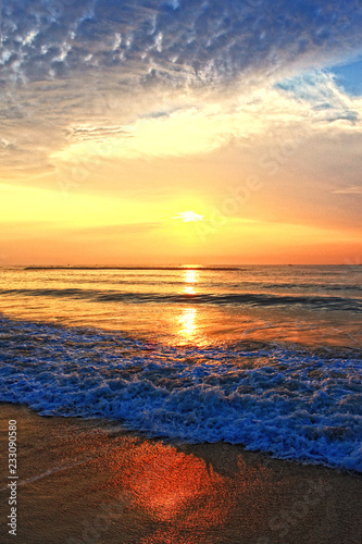 Beautiful Sunrise and sky on the beach 