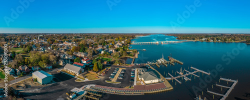 Aerial panorama view of historic colonial chestertown near annapolis situated on the chesapeake bay during an early november afternoon © tamas