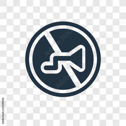 No music vector icon isolated on transparent background, No music transparency logo design