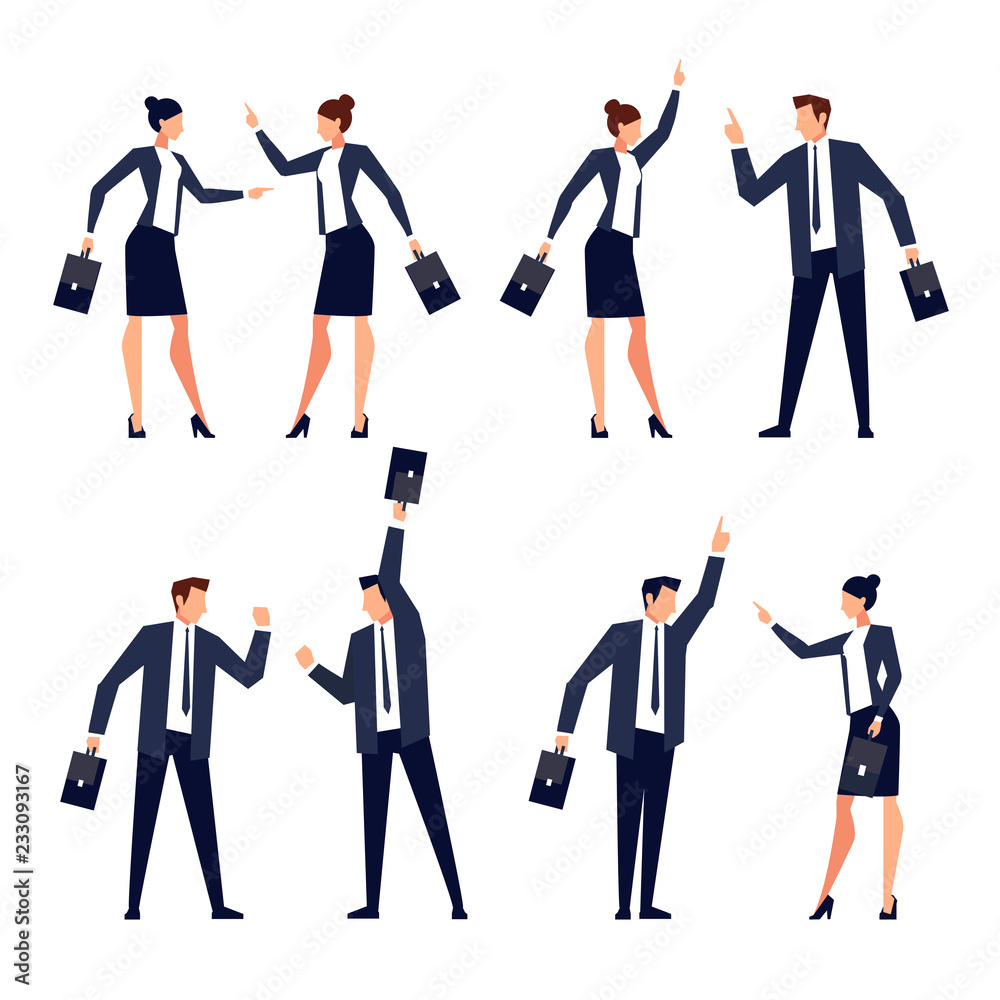 Set of stylized office workers in suits. Set of stylized office workers in suits.