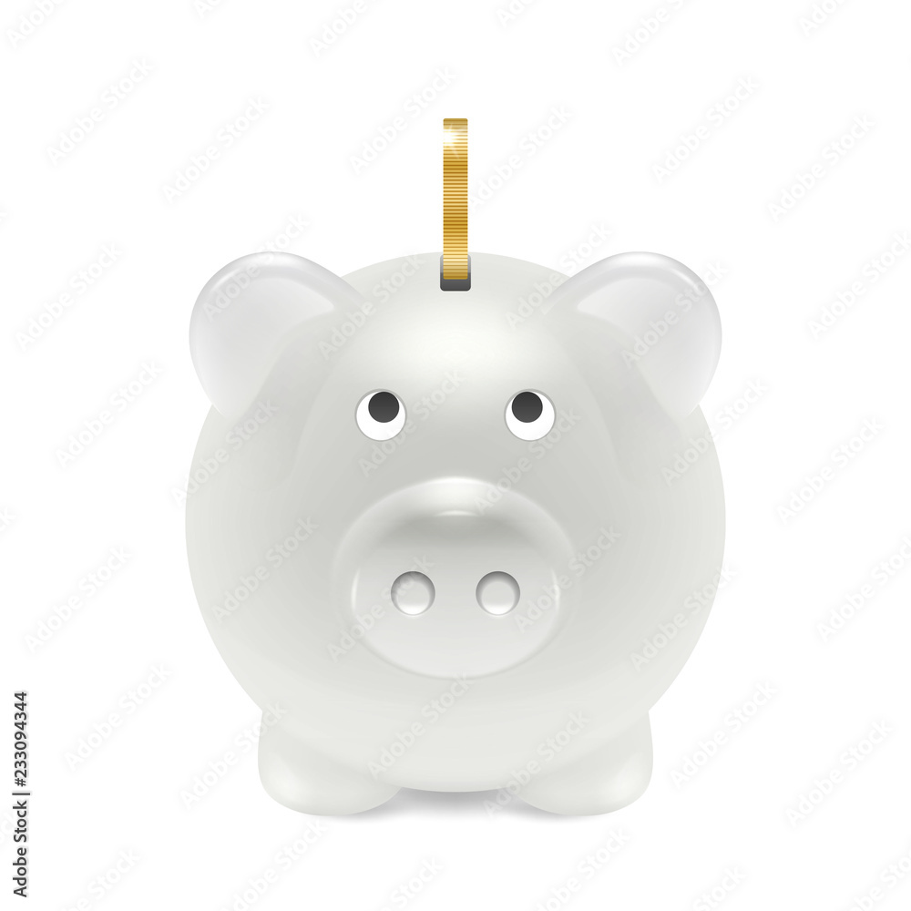 Vector Realistic 3d White Retro Piggy Bank Closeup Isolated on White  Background. Design Template of Money Pig for Graphics, Banners. Money,  Financial, Savings, New Year 2019 Concept. Front View Stock Vector
