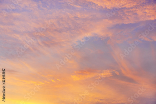 colorful dramatic sky with cloud at sunset