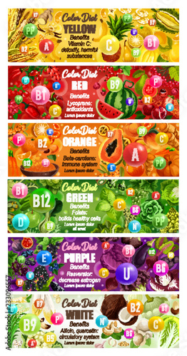 Rainbow color diet, vitamins in food