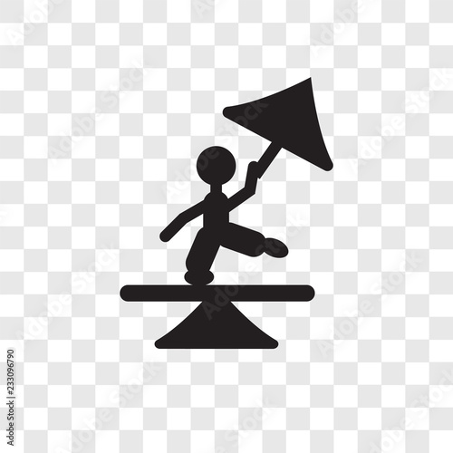 Tightrope walker man vector icon isolated on transparent background, Tightrope walker man transparency logo design