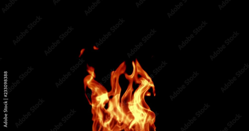 abstract real fire flames burn movement on chroma key green screen, with alpha channel background loop seamless ready