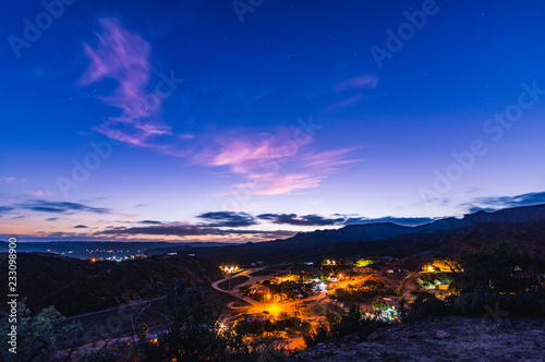El Rosario de Arriba, Baja California, Mexico. Evening view with room for text