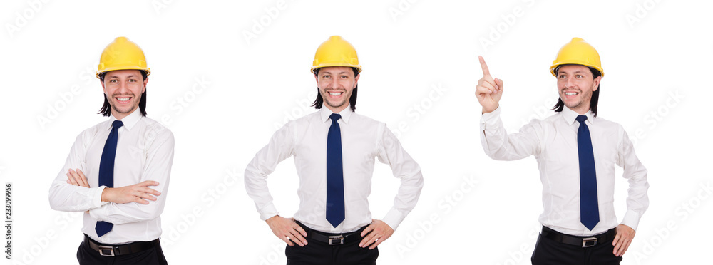 Young architect isolated on white Young architect isolated on white