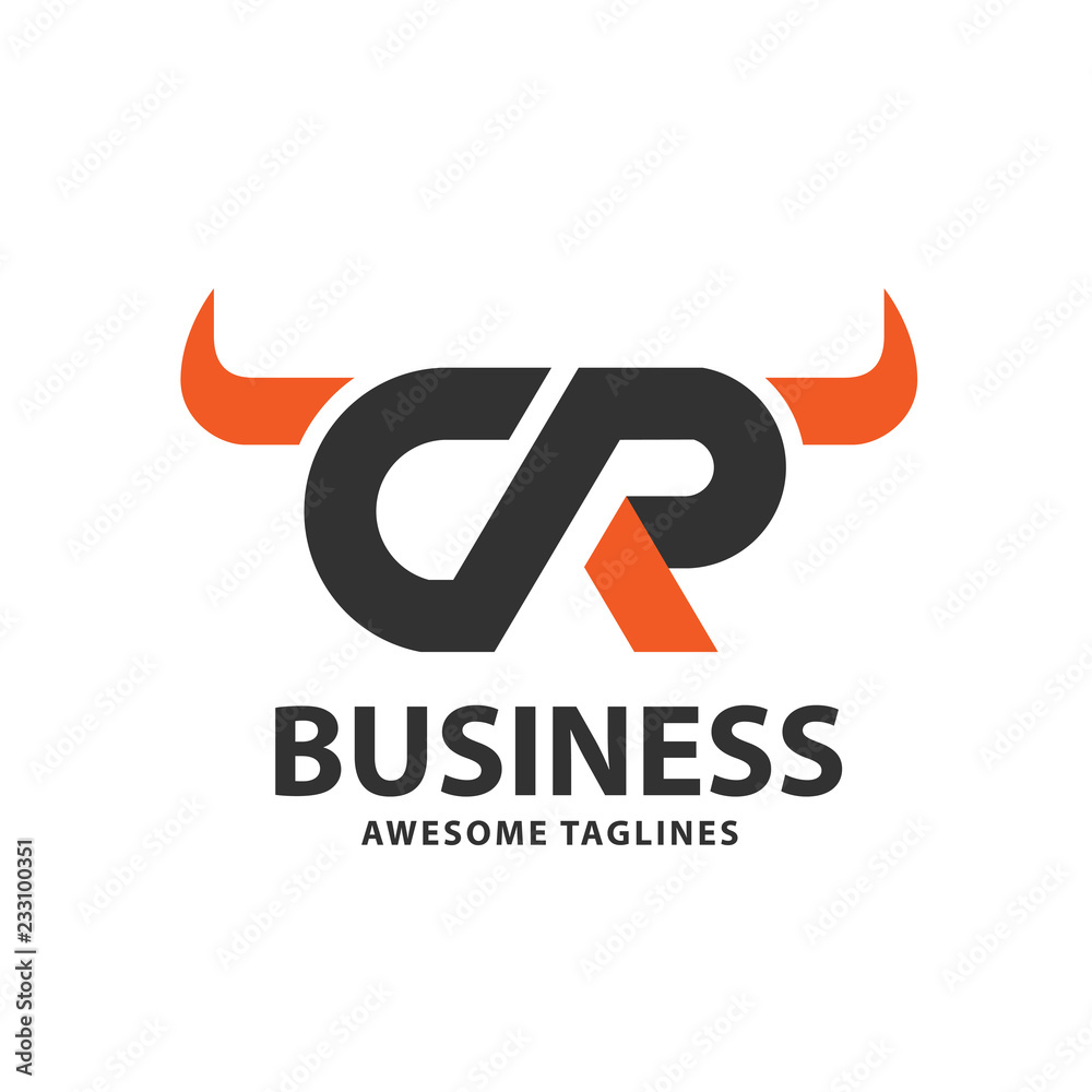 creative letter c r with simple horns logo vector concept creative letter c r with simple horns logo vector concept