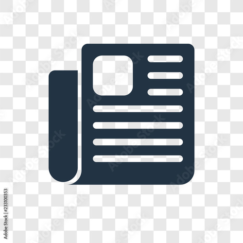 Newspaper vector icon isolated on transparent background, Newspaper transparency logo design