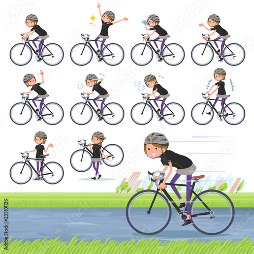 flat type Short hair women Sportswear_road bike