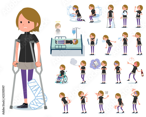 flat type Short hair women Sportswear_sickness