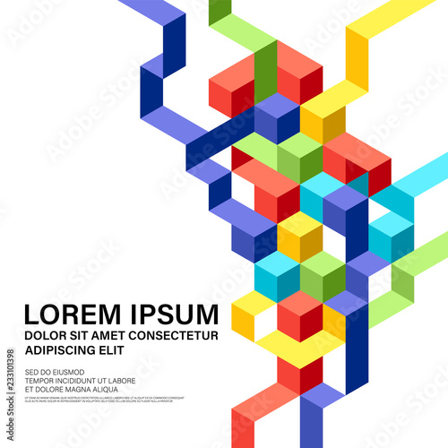 Abstract modern art layout design template background decorative with geometric isometric shape