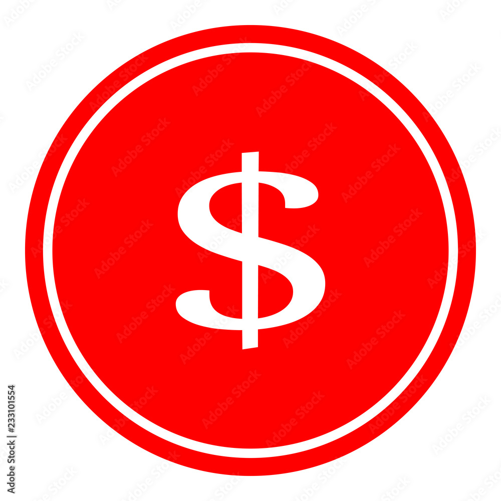 Dollar icon button vector illustration on red background Dollar icon button vector illustration on red background