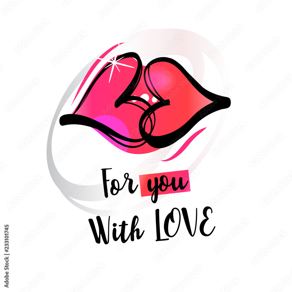 Concept flyer with text for you with love. Template romantic ban Concept flyer with text for you with love. Template romantic ban