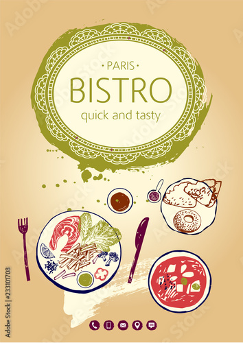 Design fast food menu parlor, store, shop, market. Restaurant, b
